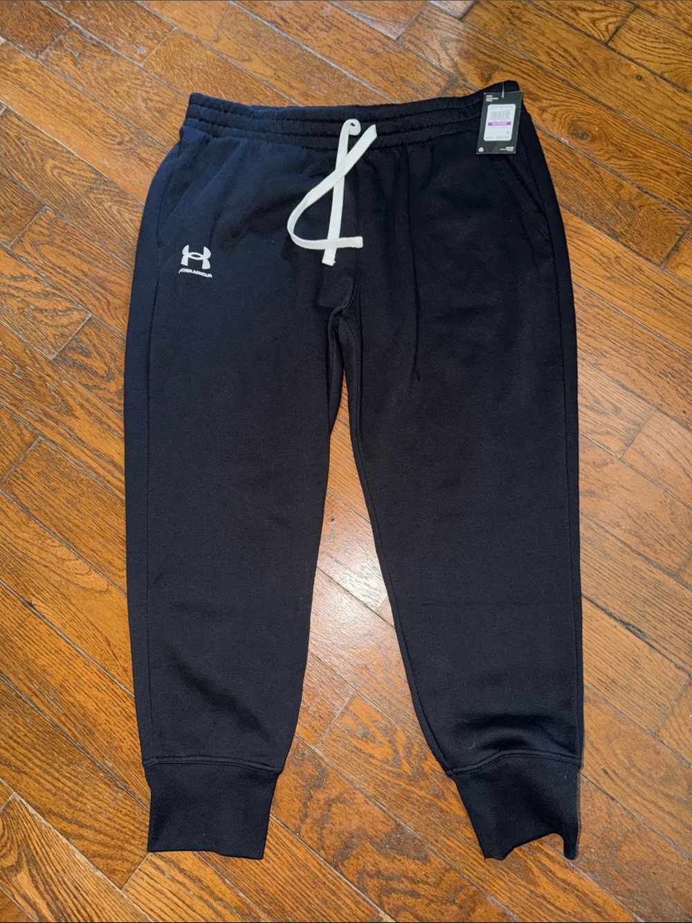 Under Armour Black Track Joggers with White Drawstring
